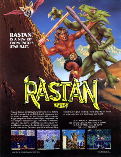 Rastan (US) Arcade Game Cover